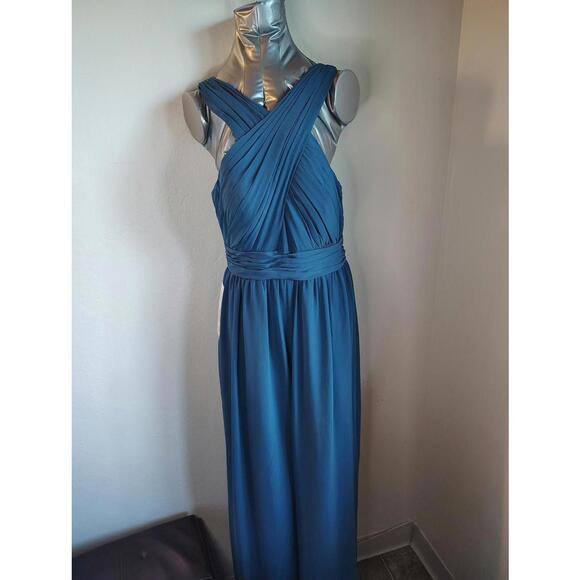 Azazie Blue jumper romper wedding Criss-Cross nwt size S David's Bridal Maid - Picture 2 of 9